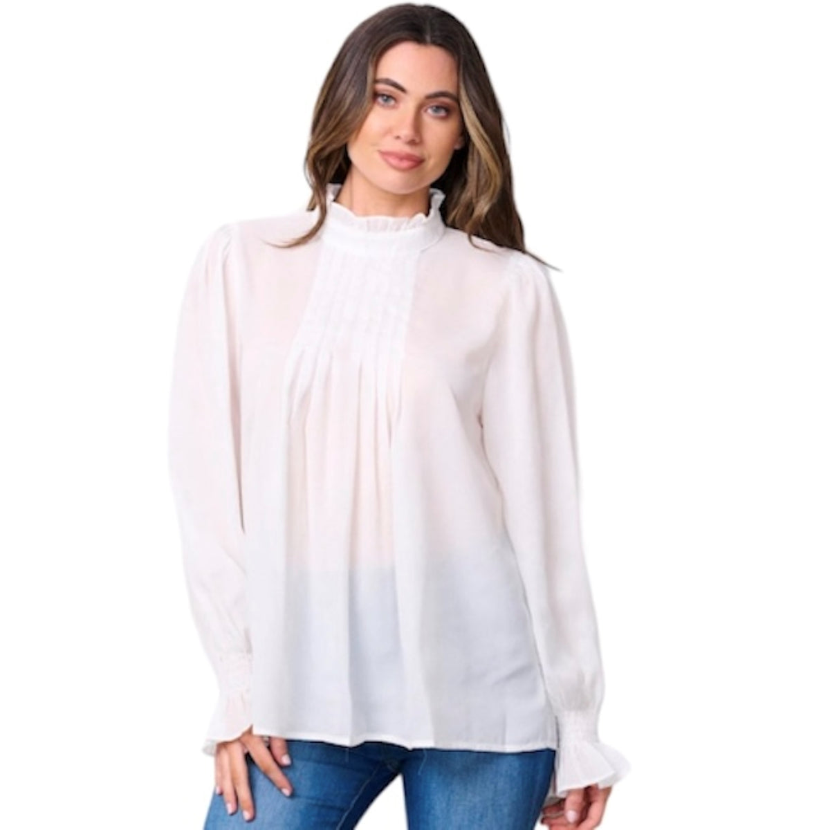 Blouse plissée femme #couleur_blanc-cassé